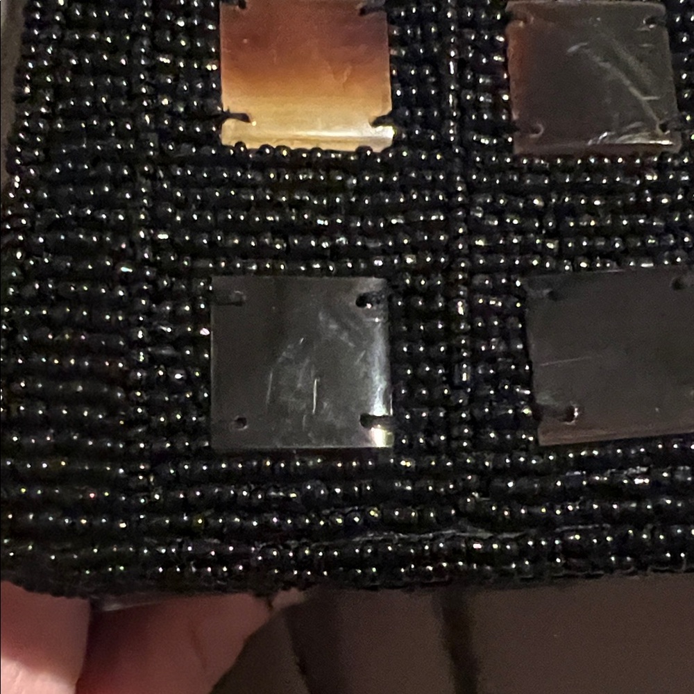 Vintage hand beaded Chic Black and Brown Hand Beaded Shoulder Bag - Picture 10 of 16